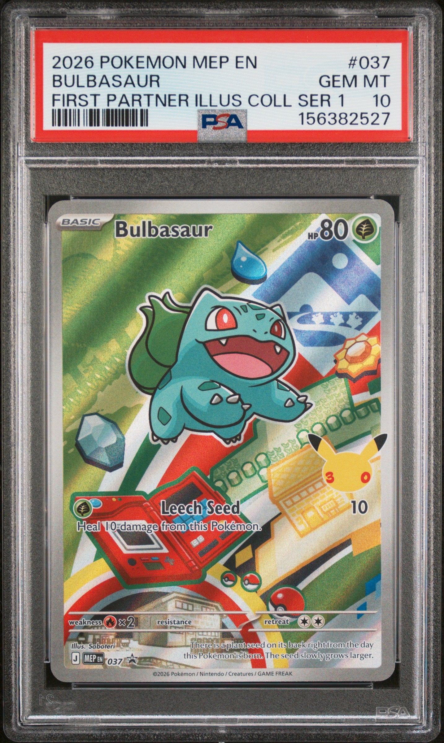 2026 Pokemon MEP EN Bulbasaur 037 First Partner Illustration Collection PSA 10 Gem Mint 30th Anniversary