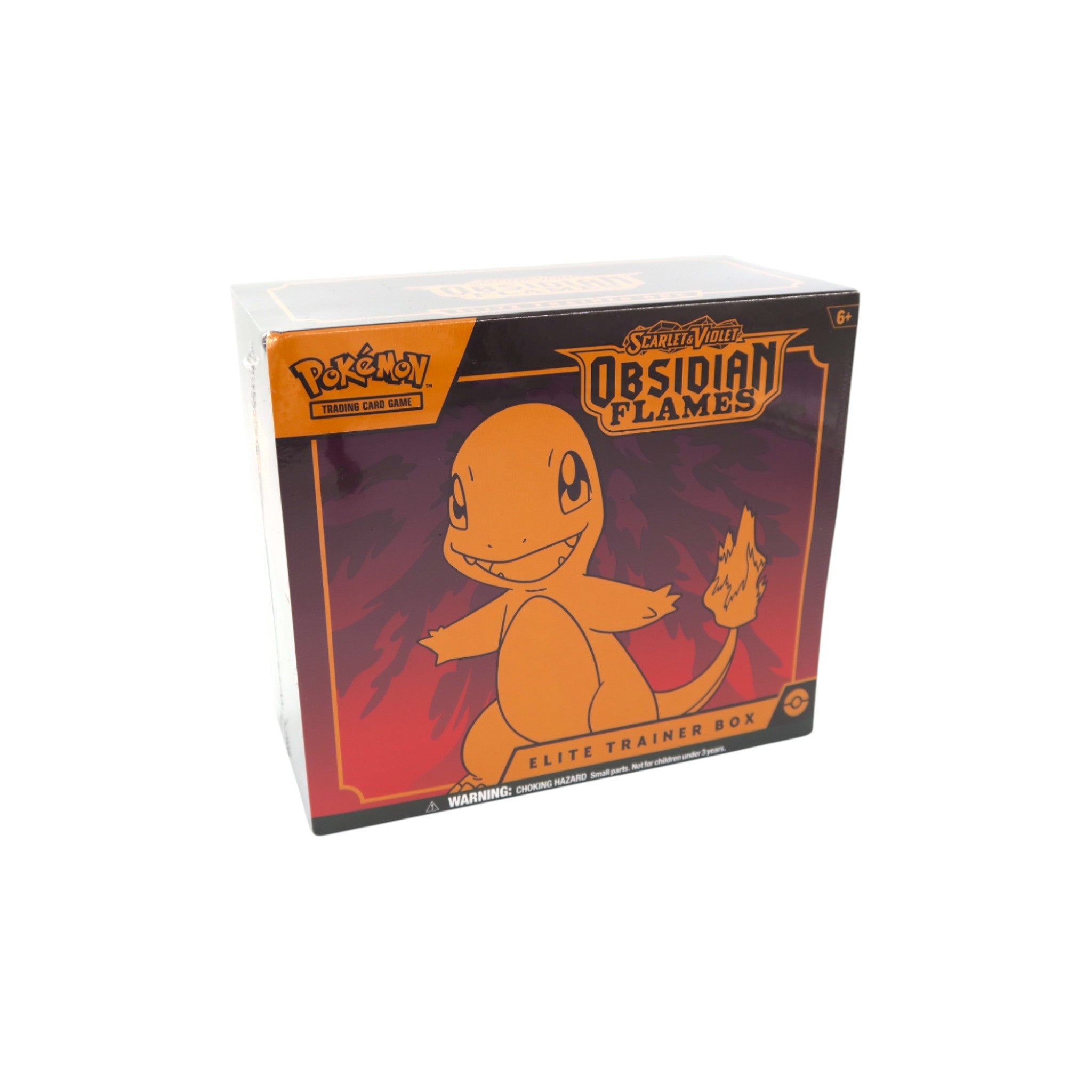Sealed Pokémon TCG Scarlet & Violet—Obsidian Flames Elite Trainer Box featuring Charmander artwork.