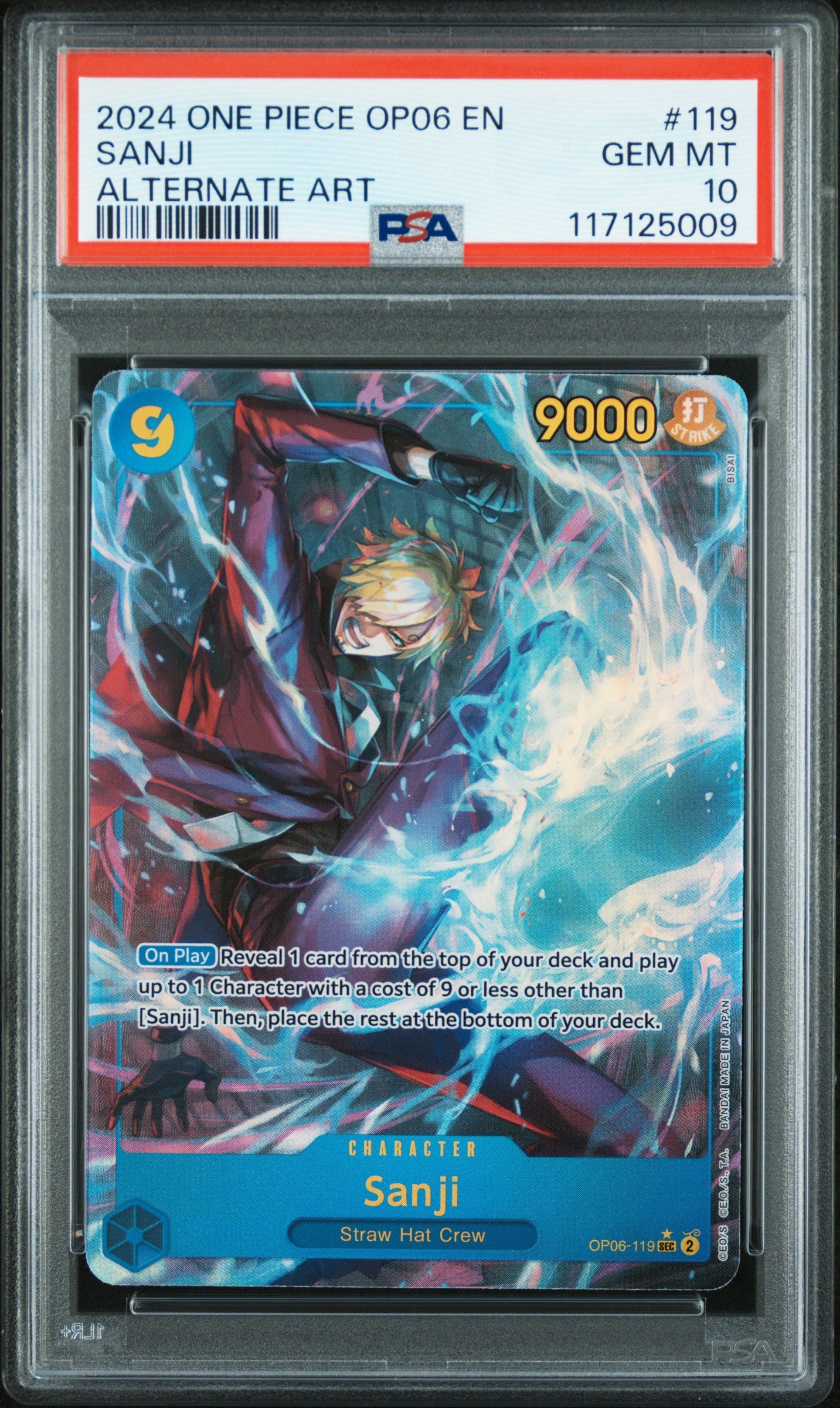 SA 10 Gem Mint Sanji OP06-119 Alternate Art Secret Rare One Piece Card