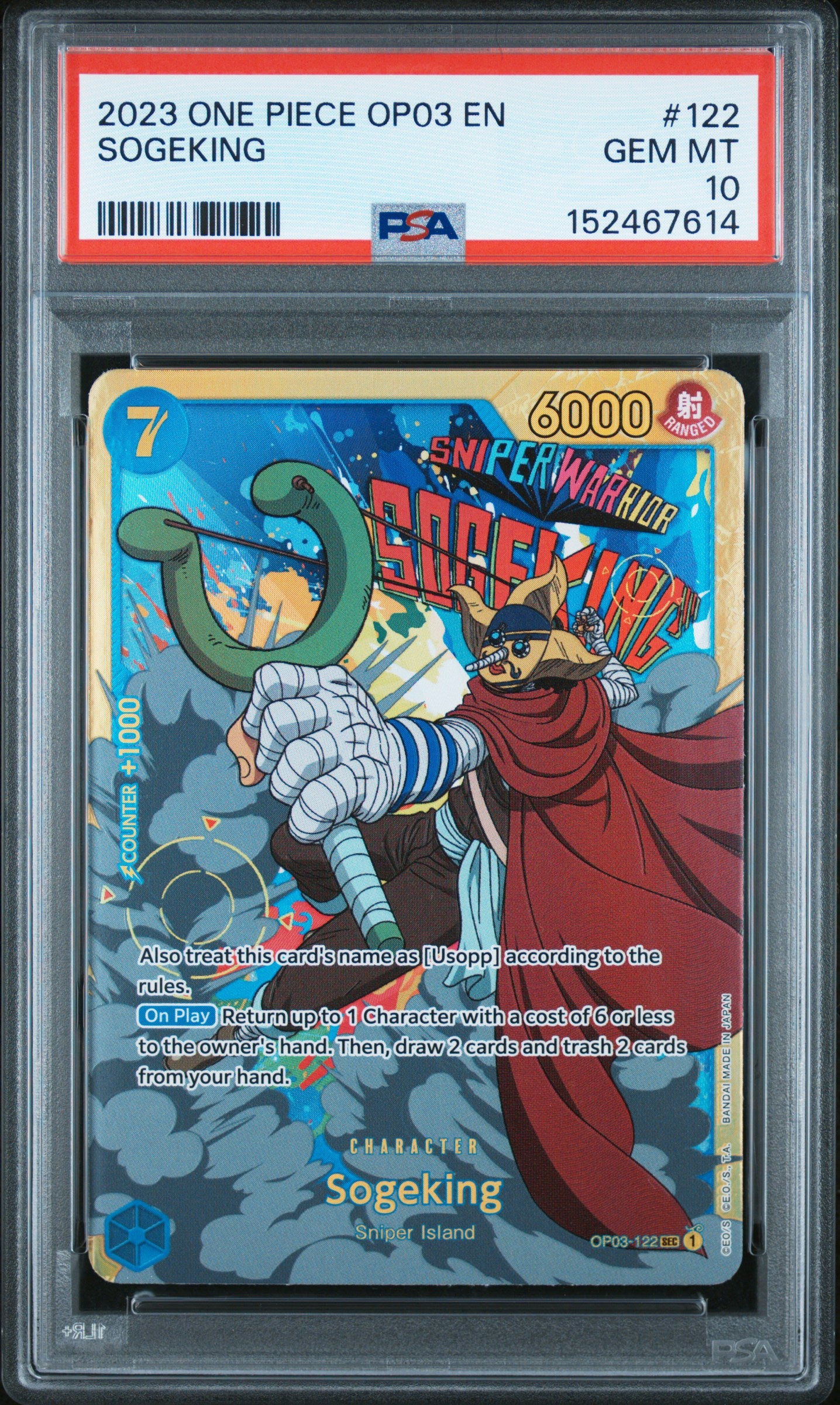 2023 One Piece OP03 Sogeking 122 SEC Alternate Art PSA 10 Gem Mint