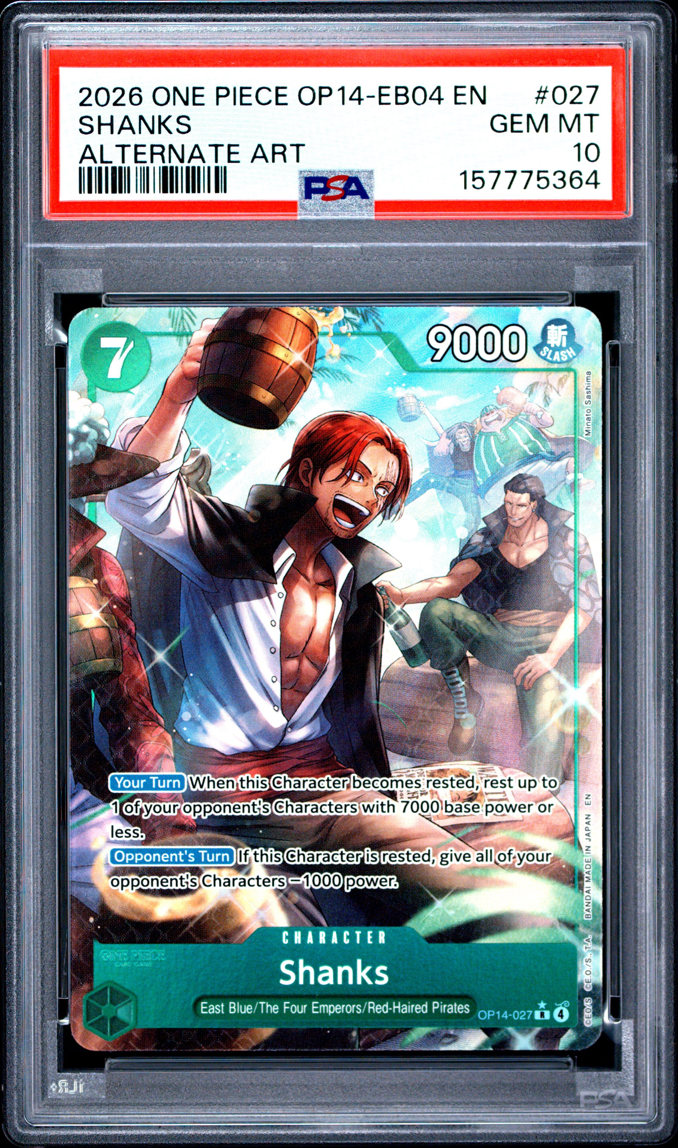 2026 One Piece OP14-EB04 EN Shanks 027 Alternate Art PSA 10 Gem Mint