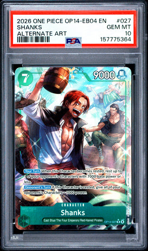 2026 One Piece OP14-EB04 EN Shanks 027 Alternate Art PSA 10 Gem Mint