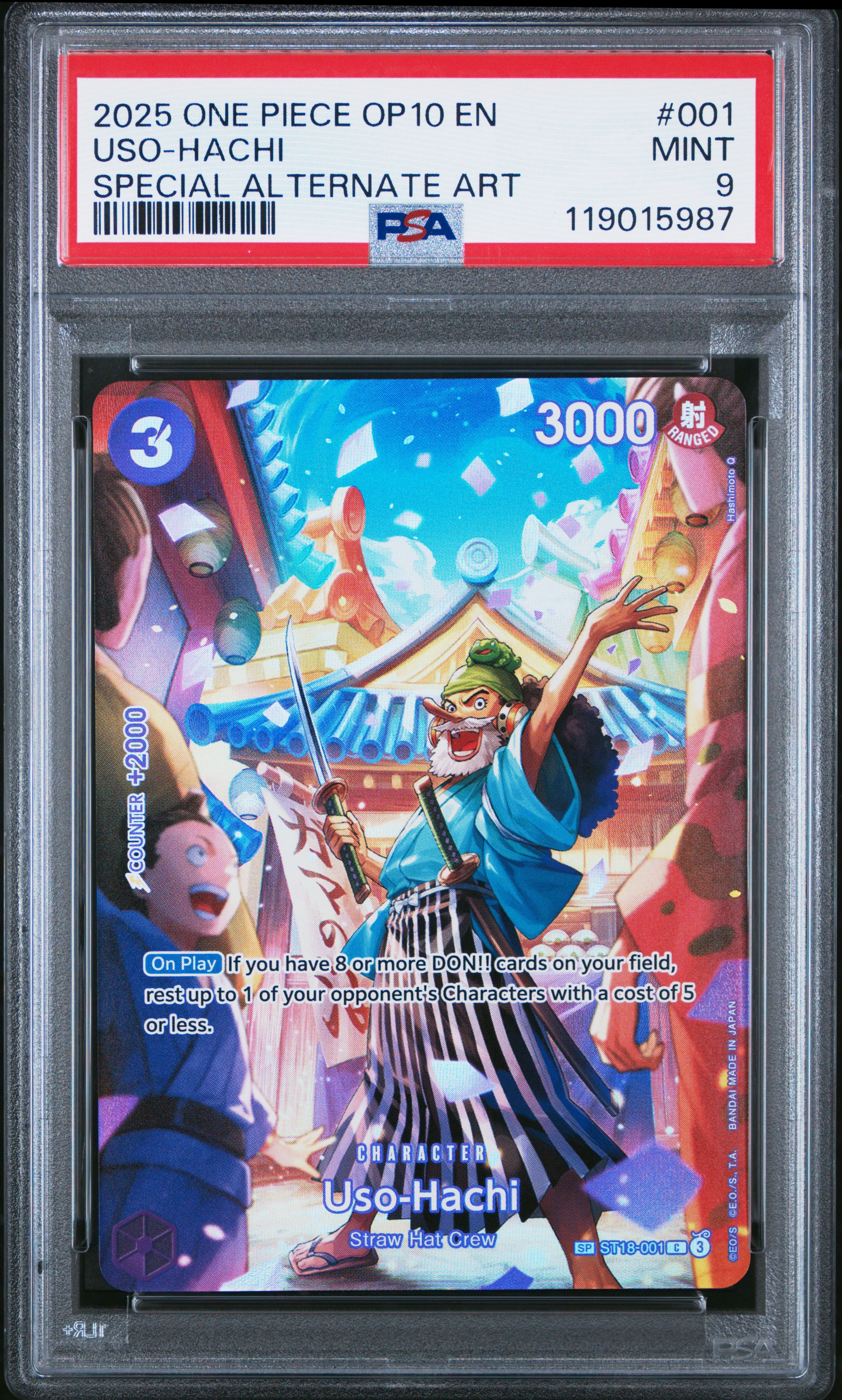 PSA 9 Mint Uso-Hachi OP10-001 Special Alternate Art One Piece Card