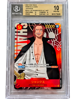 BGS 10 Pristine Shanks OP01-120 Alternate Art Japanese One Piece Card Gold Label