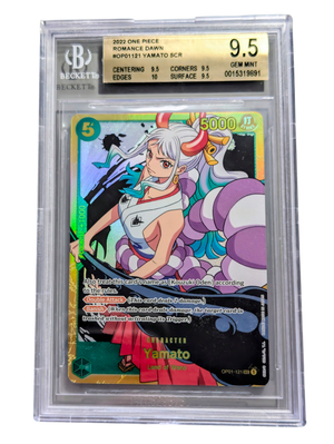 BGS 9.5 Gem Mint Yamato OP01-121 Parallel Secret Rare One Piece Card True Gem