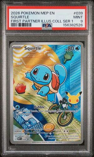 2026 Pokemon MEP EN Squirtle 039 First Partner Illustration Collection PSA 9 Mint 30th Anniversary